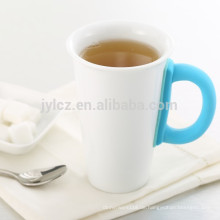 Cappuccino Kaffee weiß Keramikbecher mit Silikongriff